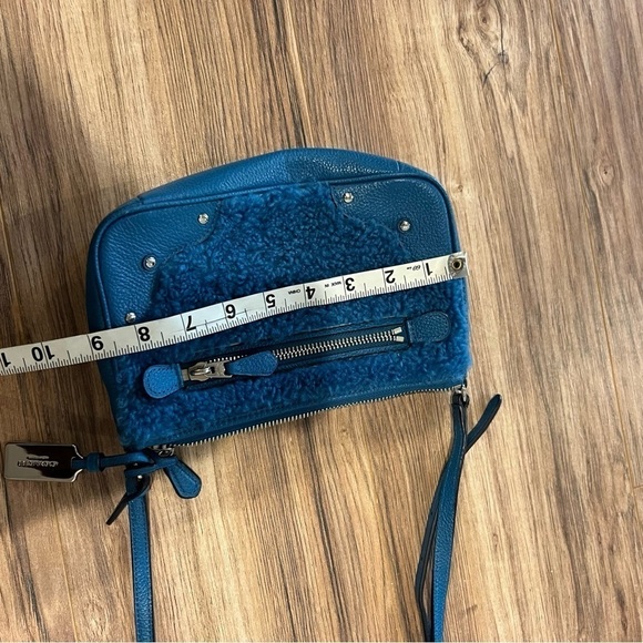 Coach Bright Blue Shearling Leather Rhyder Pochette Crossbody Bag - Picture 14 of 15